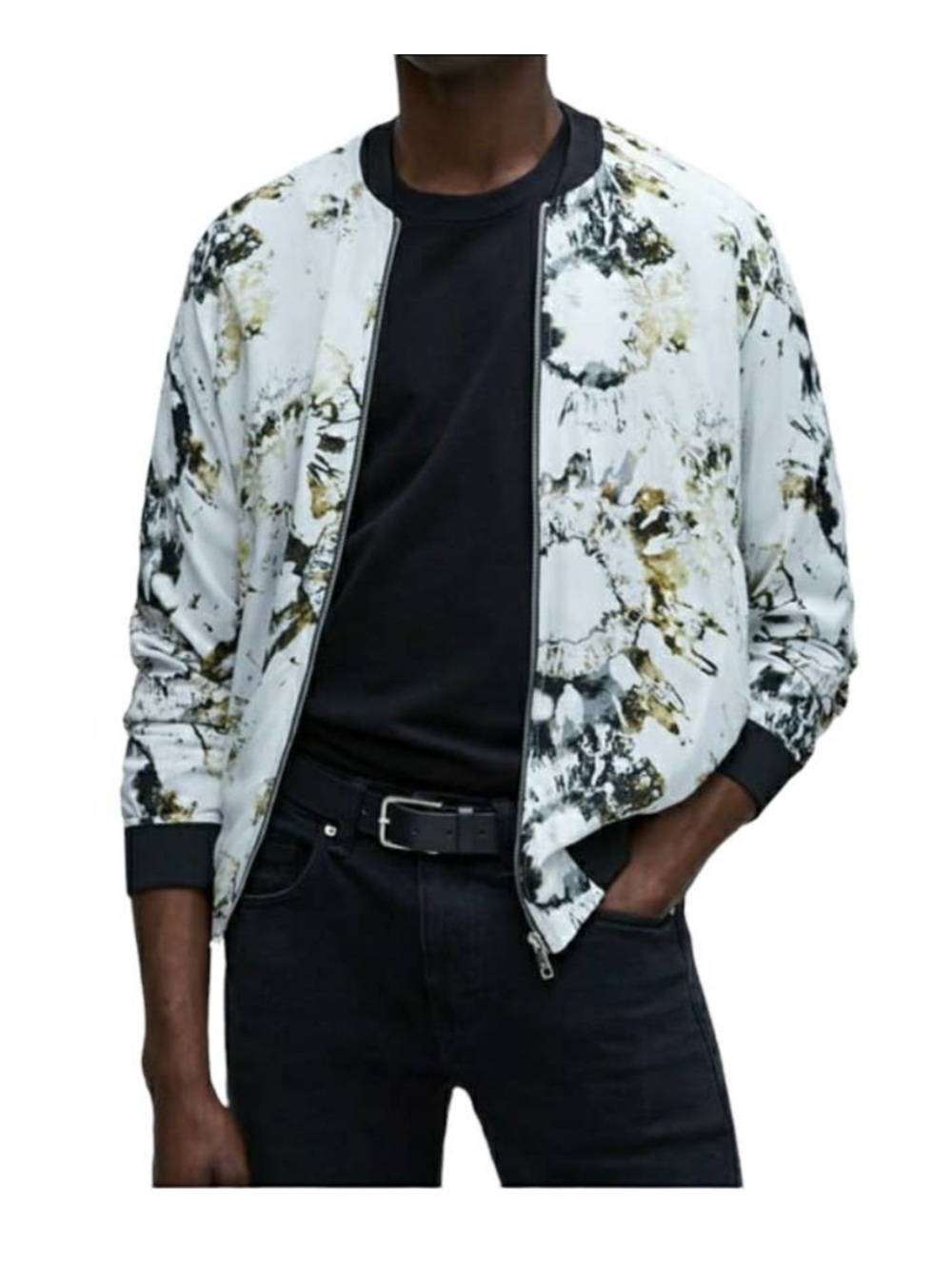 ZARA men's tie dye print lightweight bomber jacket Size M